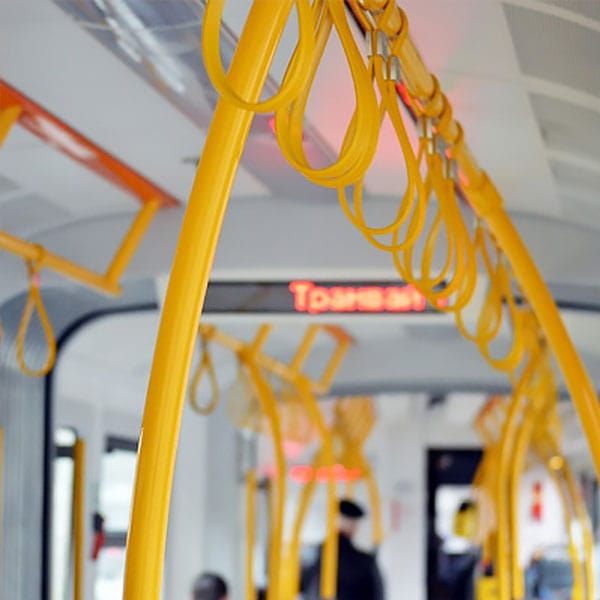 Clean handles on a public transportation