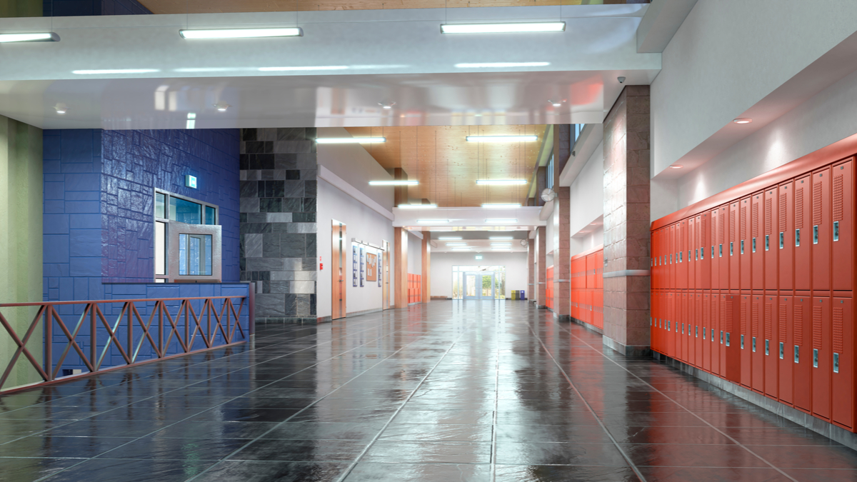 Creating an Efficient Cleaning Plan for Your School concept - a clean and shining school hallway