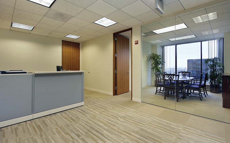 Clean office reception area