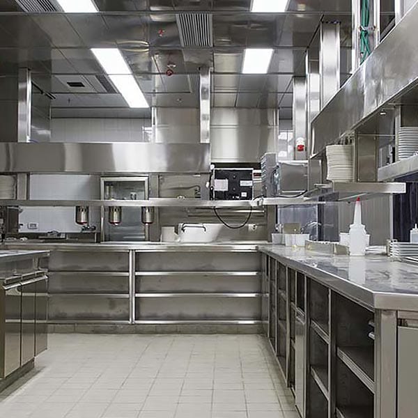 Clean stainless steel kitchen