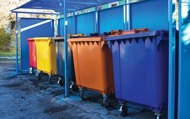 Depot of garbage cans